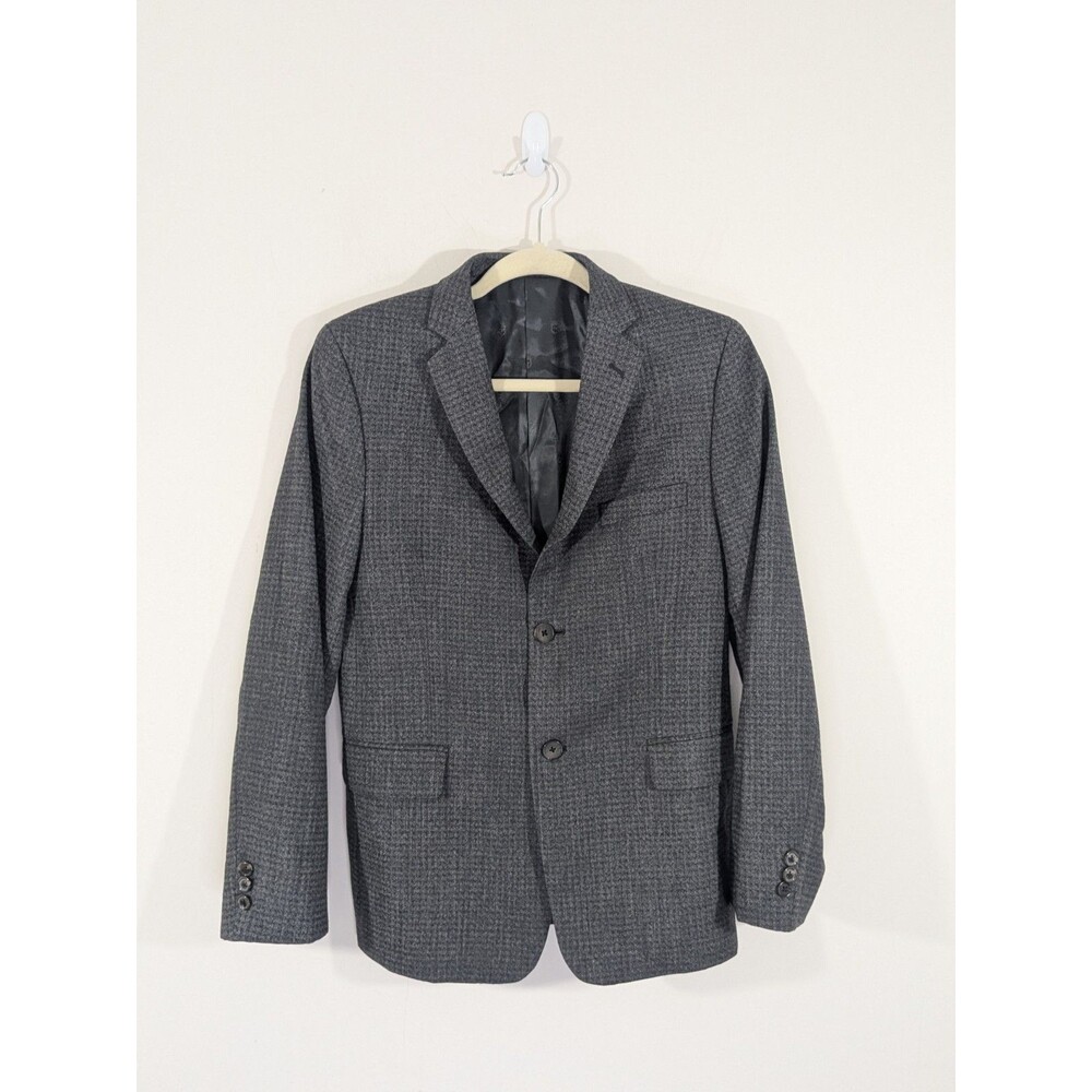 Boy's John Varvatos USA Wool Houndstooth Gray Blazer Sport Coat Size 17 Reg